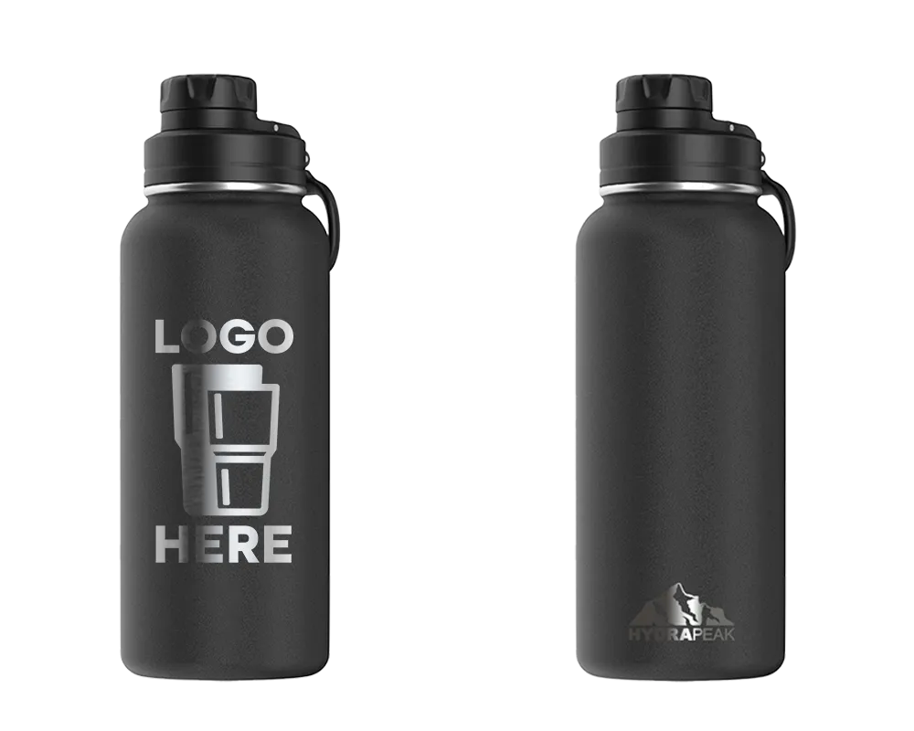 Hydrapeak Wide Bottle w/ Chug Lid Black Laser Engrave