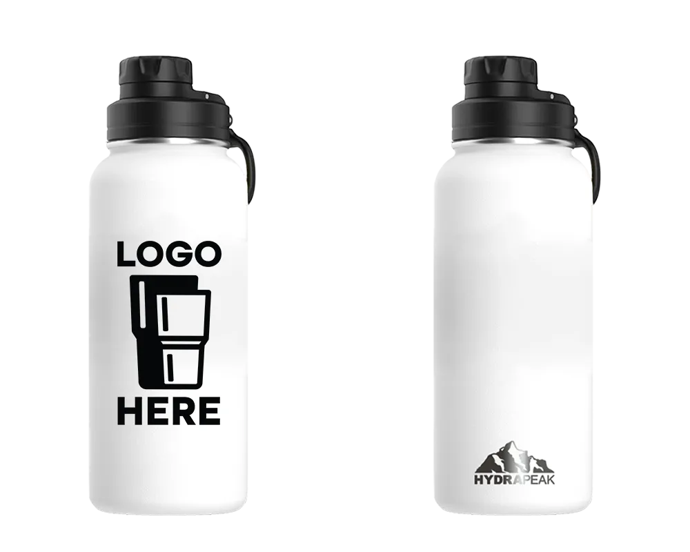 Hydrapeak Wide Bottle w/ Chug Lid White Color Print