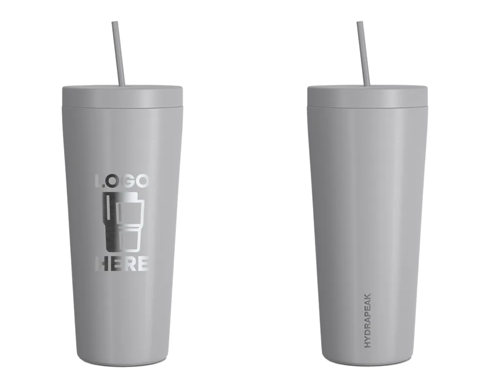 Hydrapeak Traveler Tumbler w/ Straw Lid Grey Laser Engrave