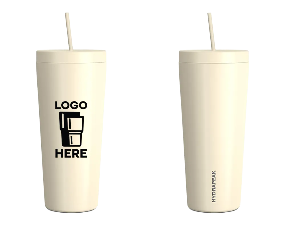 Hydrapeak Traveler Tumbler w/ Straw Lid Modern Cream Color Print