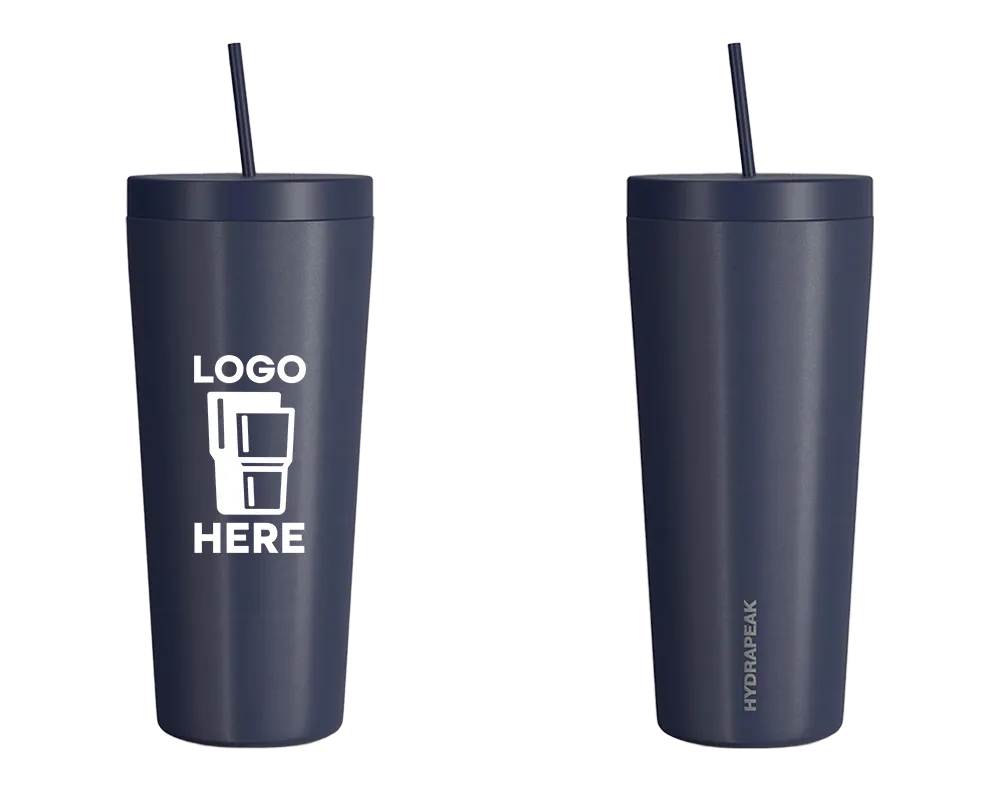 Hydrapeak Traveler Tumbler w/ Straw Lid Navy Color Print