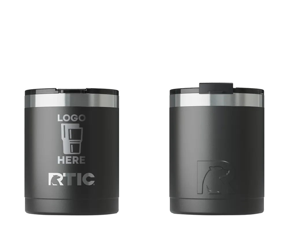 RTIC Essential Lowball Tumbler Black Laser Engrave