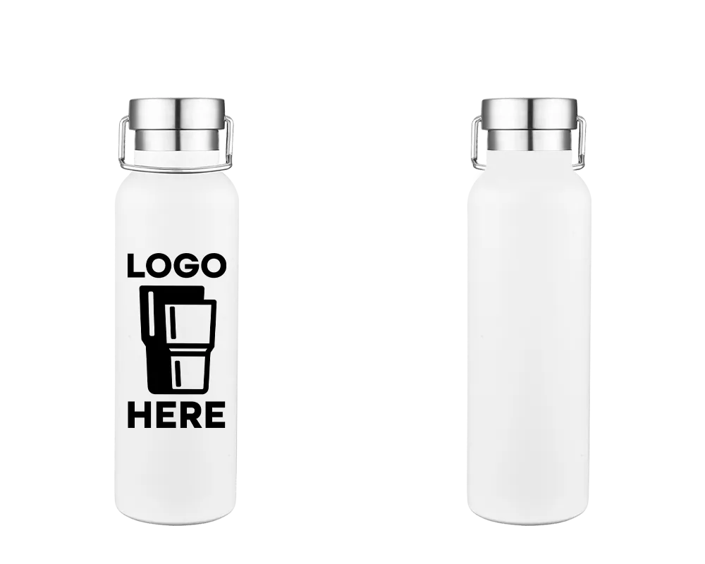 Vacuum Bottle Frosted White Color Print