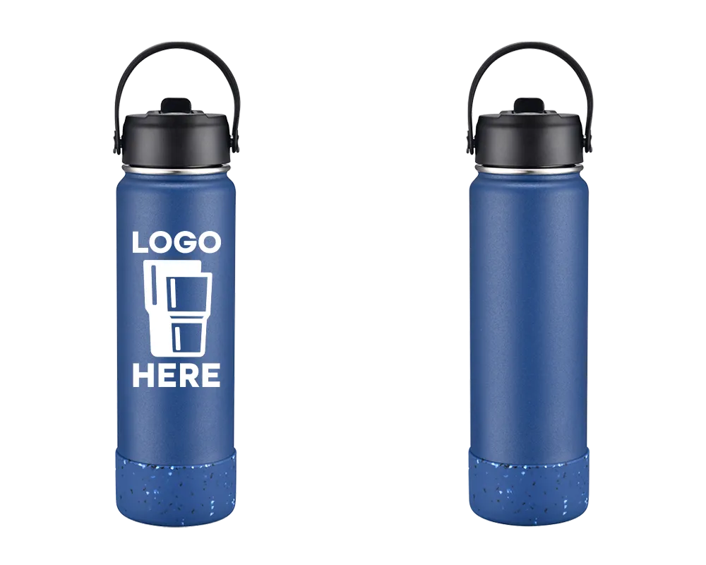 Water Bottle w/ Straw Lid Navy Color Print