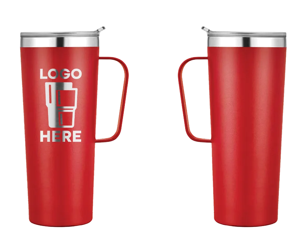Tall Mug Frosted Red Laser Engrave