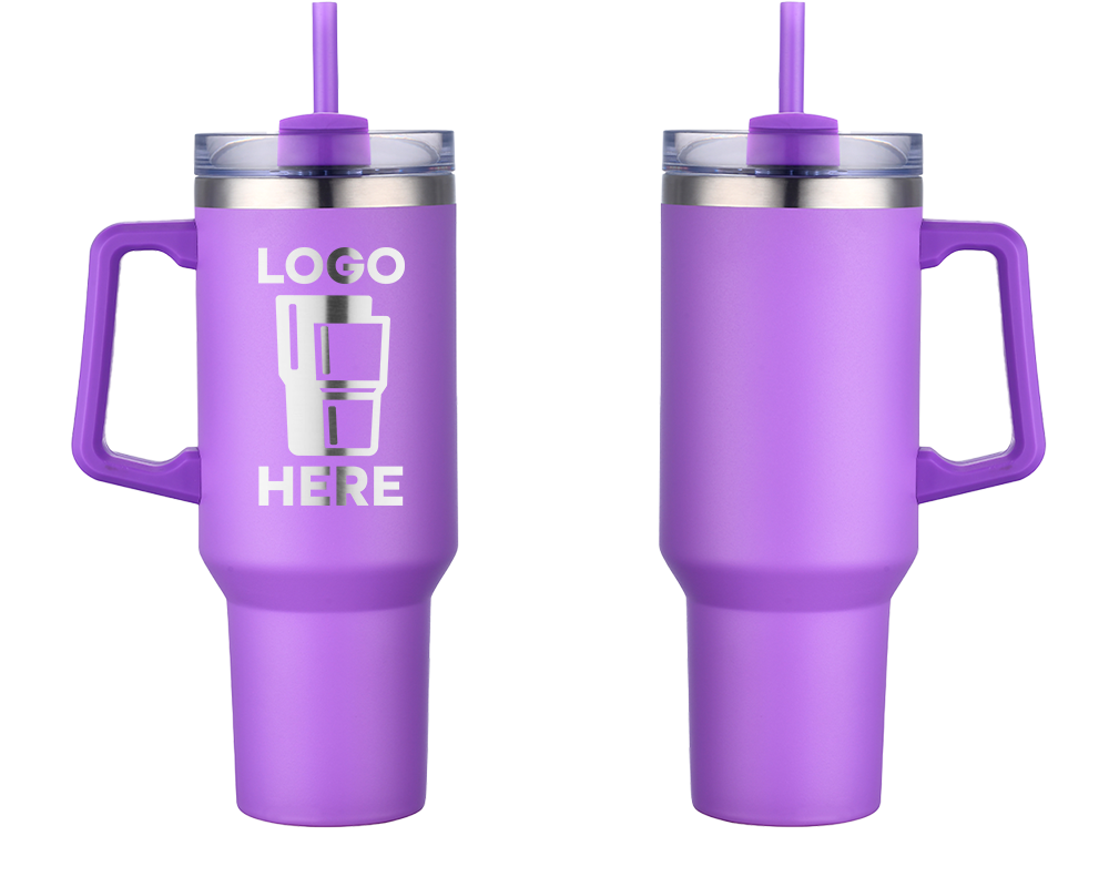 Handle Tumbler Purple Laser Engrave