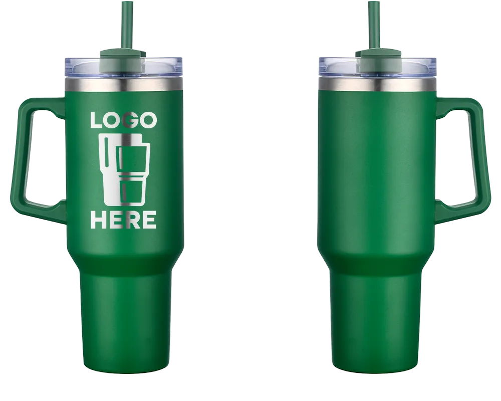 Handle Tumbler Green Laser Engrave