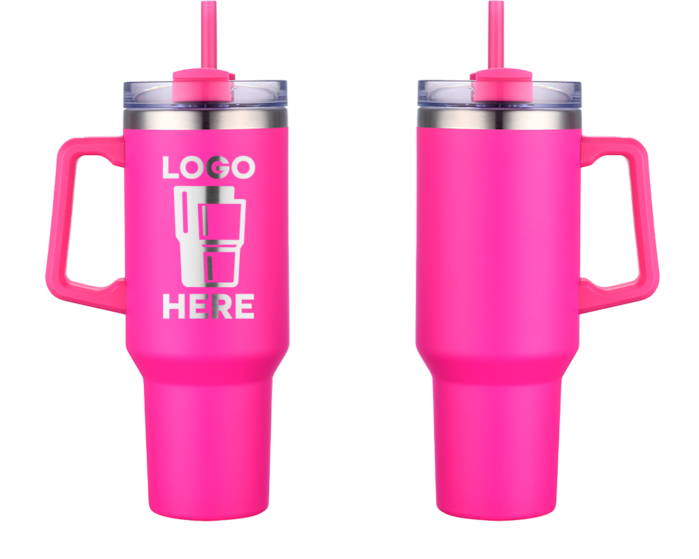 Handle Tumbler Magenta Laser Engrave