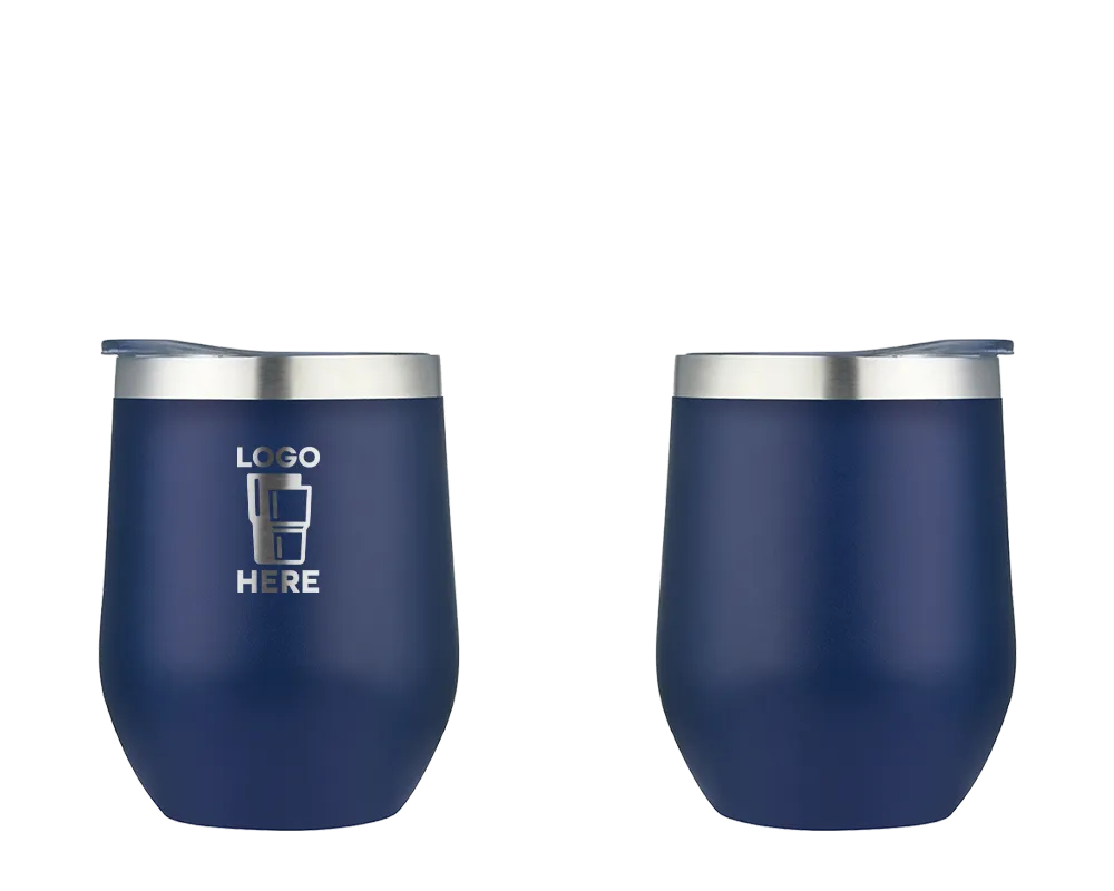 Stemless Wine Tumbler Frosted Navy Laser Engrave