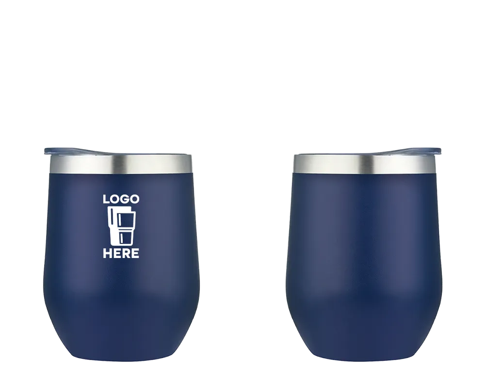 Stemless Wine Tumbler Frosted Navy Color Print