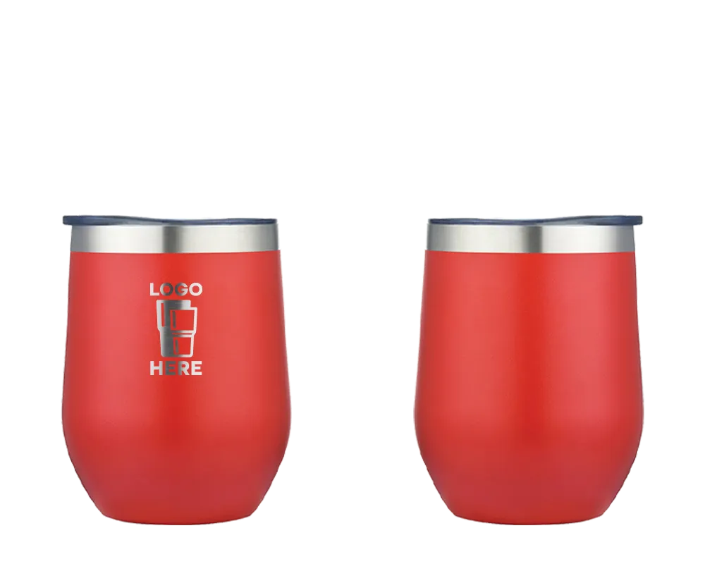 Stemless Wine Tumbler Frosted Red Laser Engrave