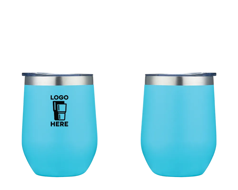 Stemless Wine Tumbler Frosted Tiffany Aqua Color Print